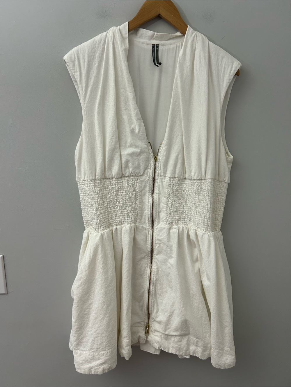 Anthropologie Tommie Zipper Front Mini Shirtdress White Size XL - Picture 3 of 8